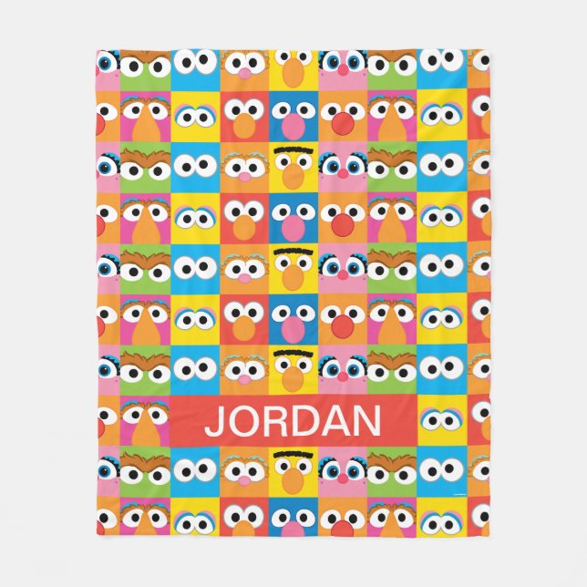 Personalised Sesame Street Character Eyes Pattern Fleece Blanket (Front)