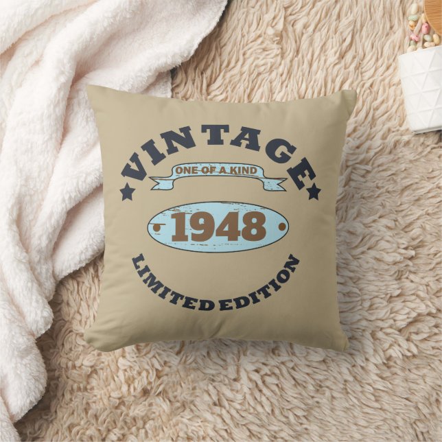 Personalised seventy five vintage 75th birthday cushion (Blanket)