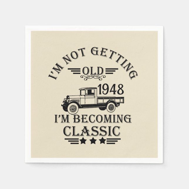 Personalised seventy five vintage 75th birthday napkin (Front)