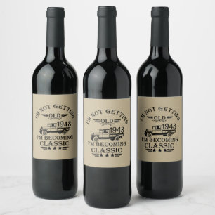 Personalised seventy five vintage 75th birthday wine label