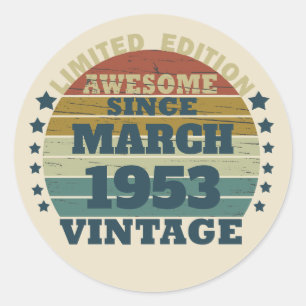 Personalised seventy vintage 70th birthday  classic round sticker