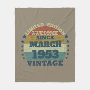 Personalised seventy vintage 70th birthday  fleece blanket