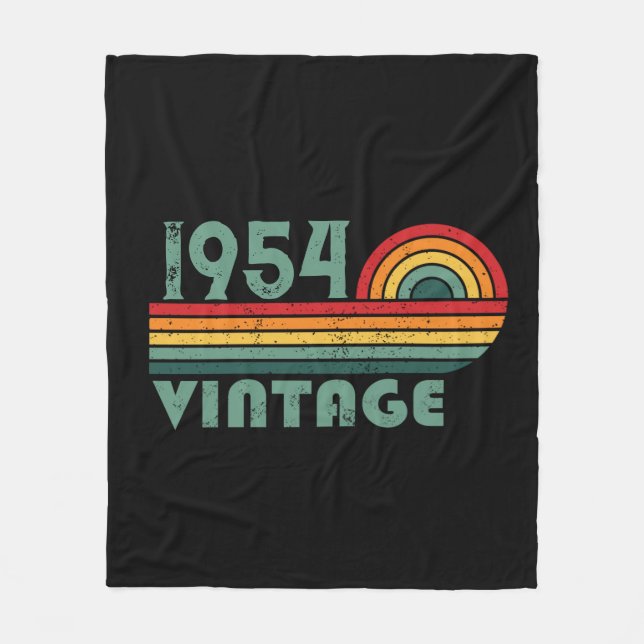Personalised seventy vintage 70th birthday fleece blanket (Front)