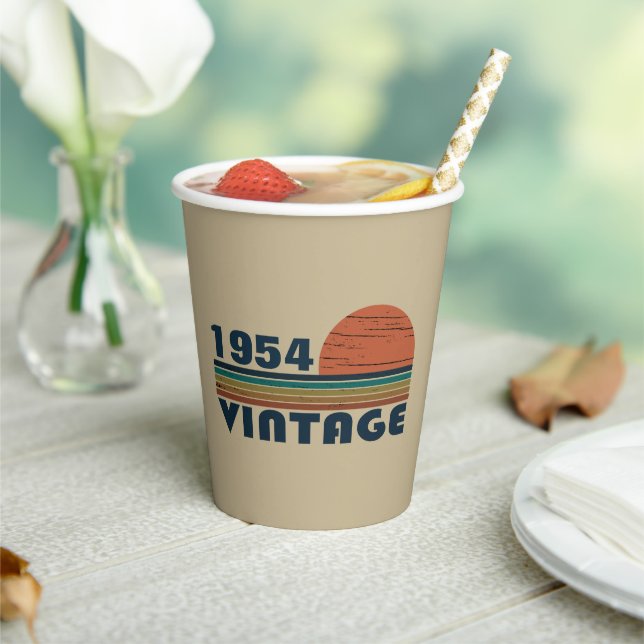 Personalised seventy vintage 70th birthday paper cups (Insitu)