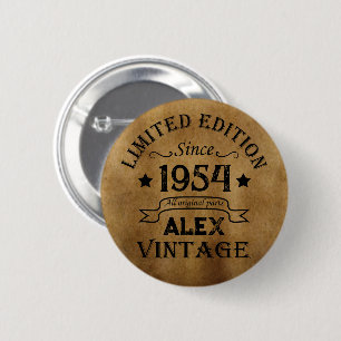 Personalised seventy vintage 70th birthday party 6 cm round badge