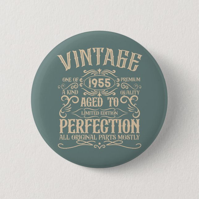 Personalised seventy vintage 70th birthday party 6 cm round badge (Front)