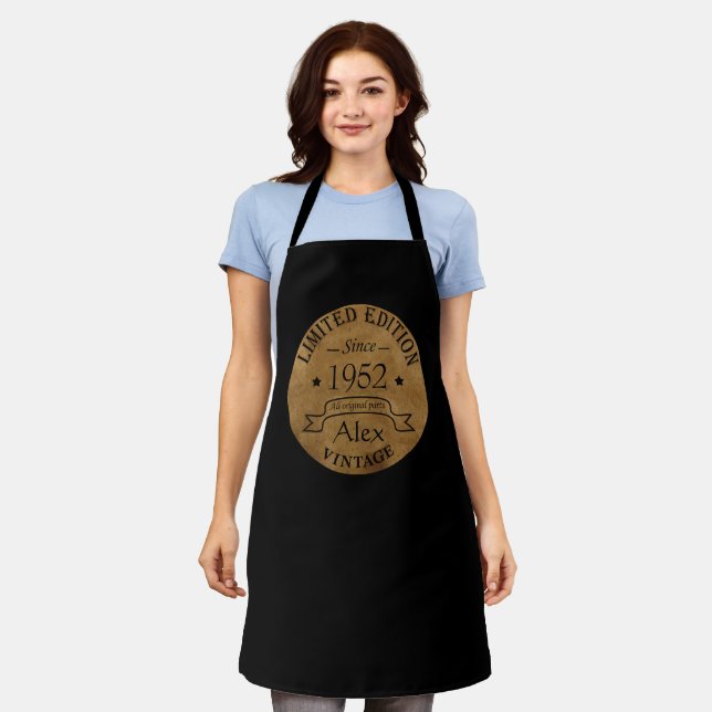 Personalised seventy vintage 70th birthday party apron (Worn)