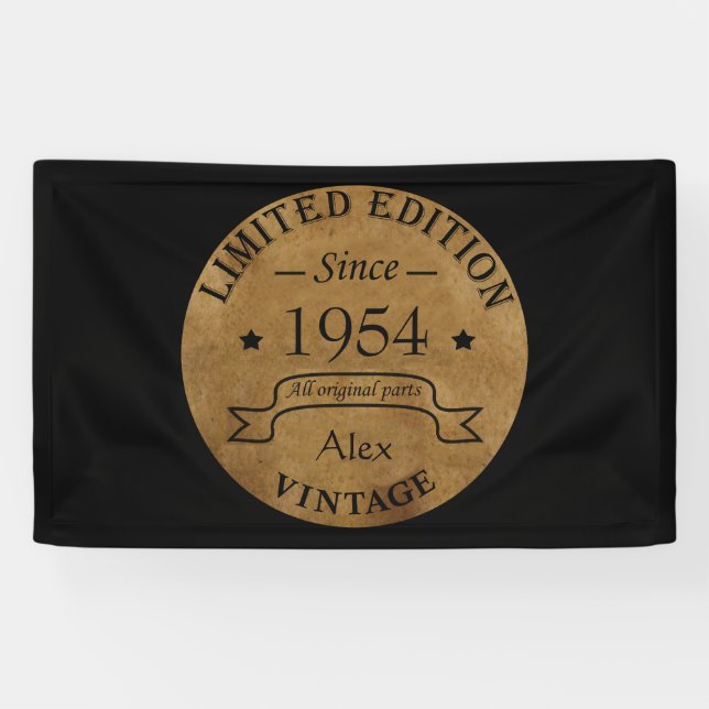 Personalised seventy vintage 70th birthday party banner (Horizontal)