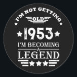 Personalised seventy vintage 70th birthday party classic round sticker<br><div class="desc">Make your birthday special with this unique design. Add a touch of sophisticated elegance to your birthday celebration with our exquisite, one-of-a-kind designs. These graphics bring sophistication and originality to any product, creating a memorable and stylish gift. They are perfect for those who appreciate a touch of timeless glamour on...</div>