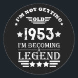 Personalised seventy vintage 70th birthday party classic round sticker<br><div class="desc">Make your birthday special with this unique design. Add a touch of sophisticated elegance to your birthday celebration with our exquisite, one-of-a-kind designs. These graphics bring sophistication and originality to any product, creating a memorable and stylish gift. They are perfect for those who appreciate a touch of timeless glamour on...</div>