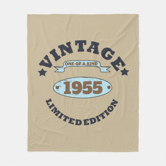 Personalised seventy vintage 70th birthday party fleece blanket (Front)