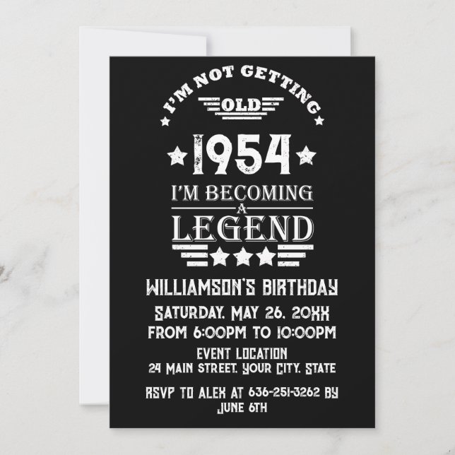 Personalised seventy vintage 70th birthday party invitation (Front)