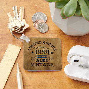 Personalised seventy vintage 70th birthday party key ring