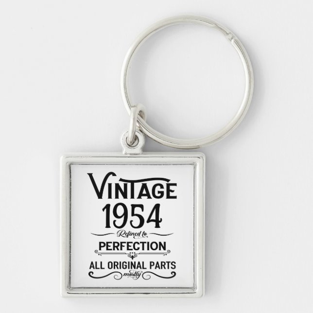 Personalised seventy vintage 70th birthday party key ring (Front)
