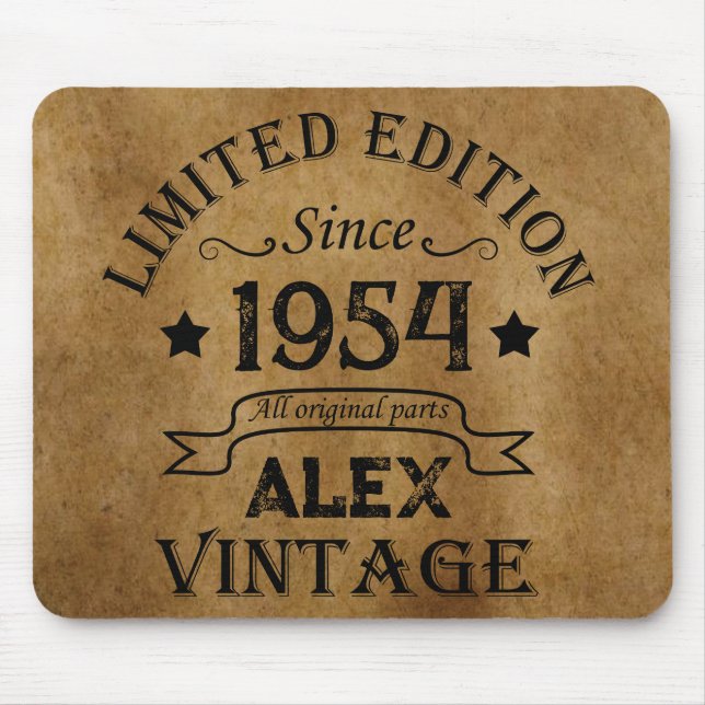 Personalised seventy vintage 70th birthday party mouse mat (Front)