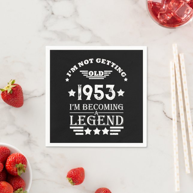 Personalised seventy vintage 70th birthday party napkin (Insitu)