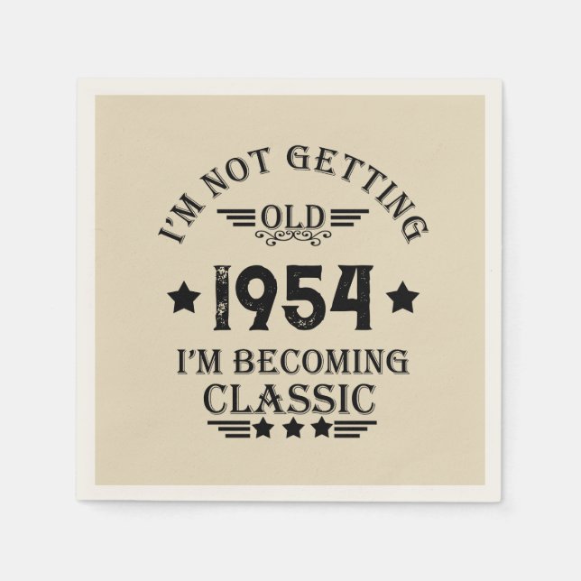 Personalised seventy vintage 70th birthday party napkin (Front)