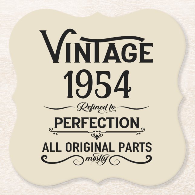 Personalised seventy vintage 70th birthday party paper coaster (Front)