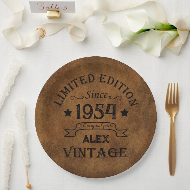 Personalised seventy vintage 70th birthday party paper plate (Wedding)