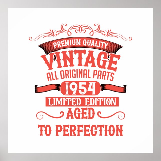 Personalised seventy vintage 70th birthday party poster (Front)