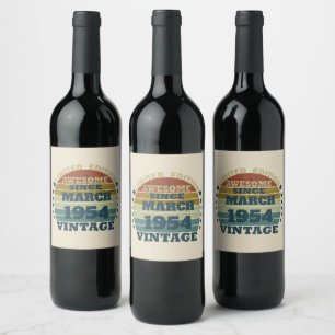 Personalised seventy vintage 70th birthday  wine label