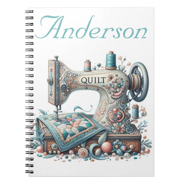 Personalised Sewing Machine Notebook (Front)