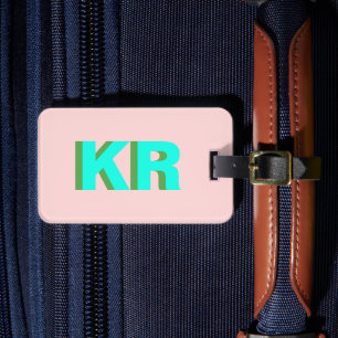 Personalised Shadow Monogram Block Letter Luggage Tag