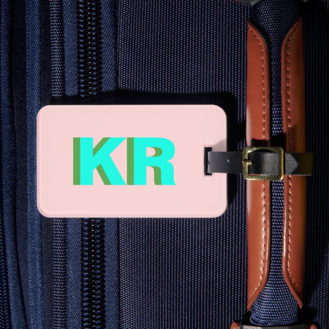 Personalised Shadow Monogram Block Letter Luggage Tag (Front Insitu 4)