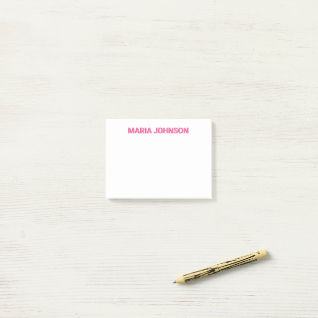 Personalised Shadow Monogram Initial Pink Post-it Notes (On Desk)