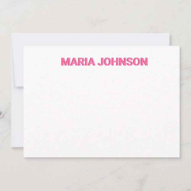 Personalised Shadow Monogram Initial Pink Thank You Card (Front)