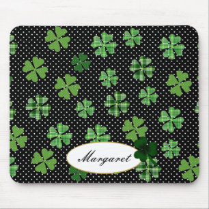 Personalised Shamrock and Four Leaf Clover Mouse Mat