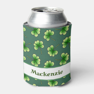 Personalised Shamrock Dark Green St Patrick's Day Can Cooler