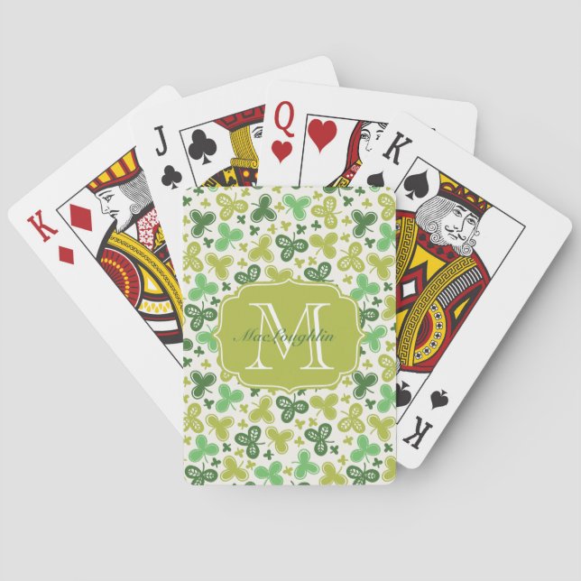 Personalised Shamrock Monogram Playing Cards (Back)