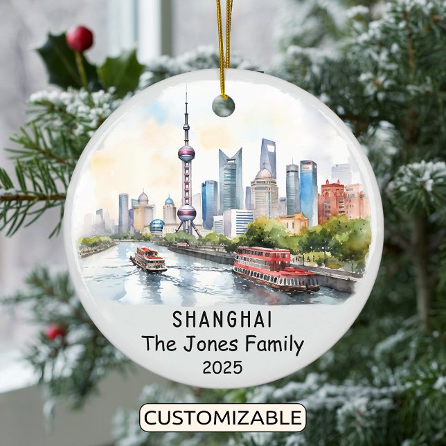 Personalised Shanghai Ornament, China Ceramic Tree Decoration (Creator Uploaded)