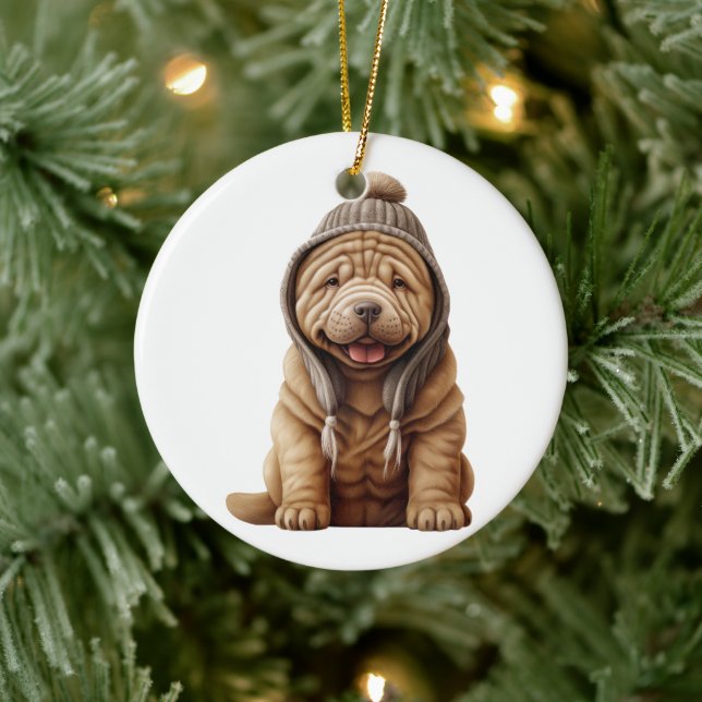Personalised Shar-Pei Dog Ceramic Tree Decoration (Tree)