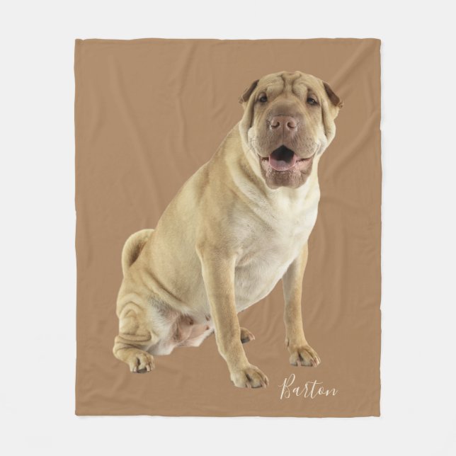 Personalised Shar Pei Dog Photo Fleece Blanket (Front)