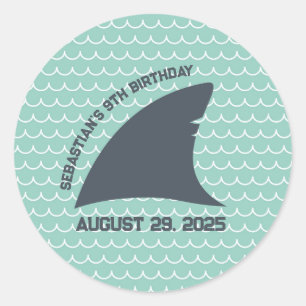 Personalised Shark Fin Sticker Aqua & White Wave