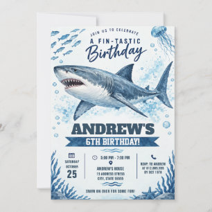 Personalised Shark Ocean Birthday Invitation