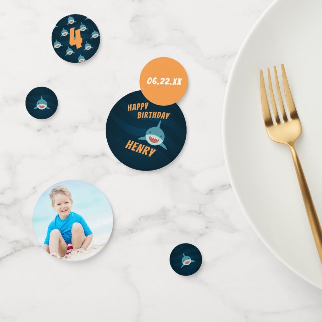 Personalised Shark Theme Birthday Party Confetti (Group)