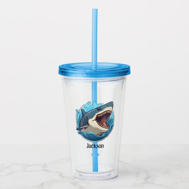Personalised Shark Tumbler – Fierce and Fun Design (Front)