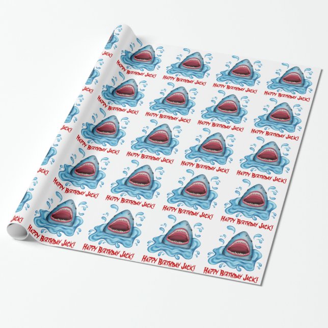 Personalised Shark wrapping paper (Unrolled)