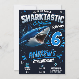 Personalised Sharktastic Birthday Invitation