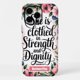 Personalised She Is Clothed in Strength Christian iPhone 16 Pro Max Case