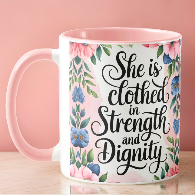 Personalised She Is Clothed in Strength Christian Mug (Creator Uploaded)