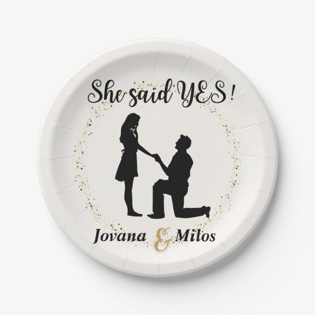 Personalised She said Yes Engagement Plate  (Front)