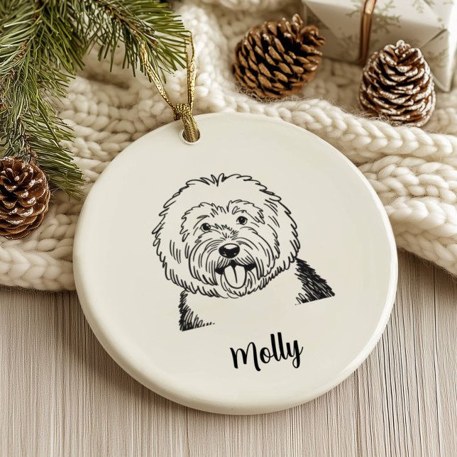 Personalised Sheepdog Dog Christmas Ceramic Tree Decoration (Creator Uploaded)