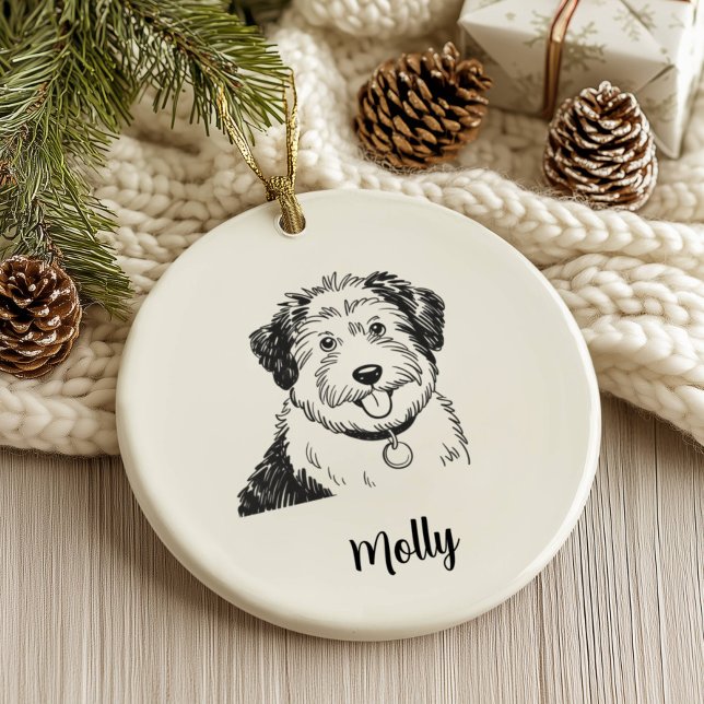 Personalised Sheepdog Dog Christmas Ceramic Tree Decoration (Creator Uploaded)