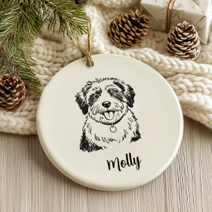 Personalised Sheepdog Dog Christmas Ceramic Tree Decoration