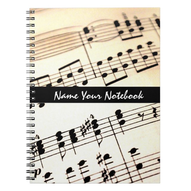 Personalised Sheet Music Notes Notebook (Front)