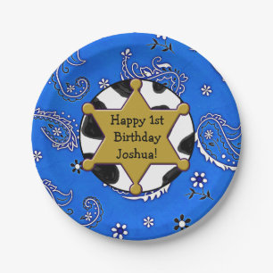 Personalised Sheriff Badge Birthday Plates